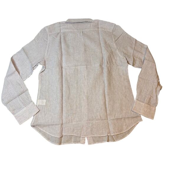 NWT UNTUCKit Women’s Size 6 Linen Tencel Pinstripe Button-Up Shirt - Picture 2 of 4